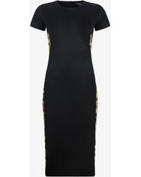 Roberto Cavalli - Midi Dress With Leopard Print Panels - Lyst