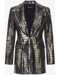 Roberto Cavalli - Printed Leather Blazer - Lyst