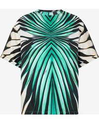 Roberto Cavalli - Silk Blend T-Shirt With Ray Of Sea Print - Lyst