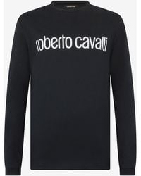 Roberto Cavalli - T-Shirt À Manches Longues Et Logo - Lyst