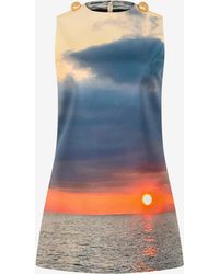 Roberto Cavalli - Kurzes Kleid Mit Sunrise-Print - Lyst