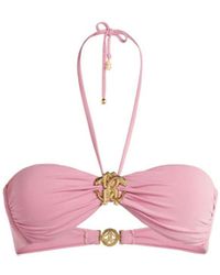 Roberto Cavalli Mirror Snake Bandeau Bikini Top - Pink