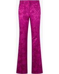 Roberto Cavalli - Brocade Flared Trousers With Jacquard Florentine Flowers Motif - Lyst