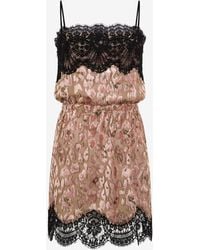 Roberto Cavalli - Silk Mini Dress With Lace Inserts - Lyst