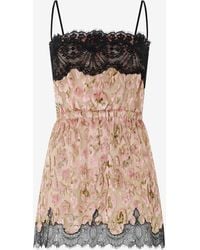 Roberto Cavalli - Silk Mini Dress With Lace Inserts - Lyst