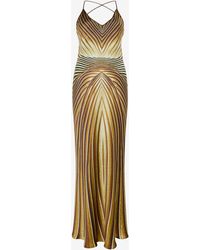 Roberto Cavalli - Long Silk Dress With Iside Print - Lyst