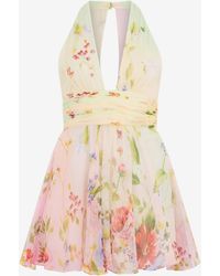 Roberto Cavalli - Floral-Print Mini Dress - Lyst