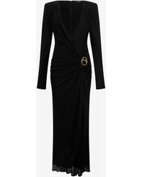 Roberto Cavalli - Draped Long Dress With Snake Detail - Lyst
