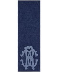 Roberto Cavalli - Cotton And Wool Blend Scarf With Rc Monogram - Lyst