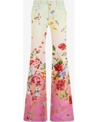 Roberto Cavalli - Miami Flowers Print Flare Pants - Lyst