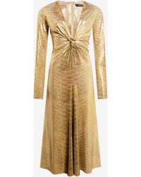 Roberto Cavalli - Midi Dress With Serpentine Print - Lyst
