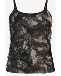 Roberto Cavalli - Lace-Panelled Faux-Fur Top - Lyst