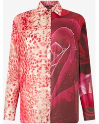 Roberto Cavalli - Shirt With Jaguar Skin And Rose Print - Lyst