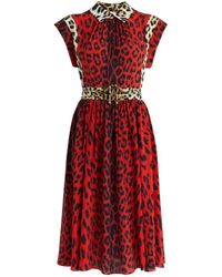 Roberto Cavalli - Leopard-print Mirror Snake Silk Dress - Lyst