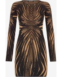 Roberto Cavalli - Short Knit Dress With Ray Of Print - Lyst