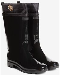 Roberto Cavalli Rc Monogram-print Boots - Black