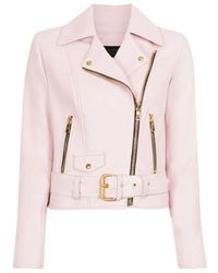 pink leather look jacket