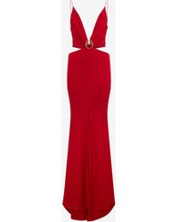 Roberto Cavalli - Long Dress With Snake Detail - Lyst
