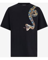 Roberto Cavalli - Cotton T-Shirt With Snake Print - Lyst