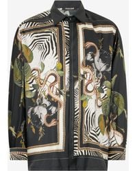 Roberto Cavalli - Zebra And Snake Print Silk Shirt - Lyst