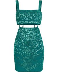Roberto Cavalli - Leopard Bead-Embellished Mini Dress - Lyst