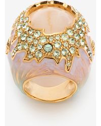 Roberto Cavalli - Cocktail Ring With Gem And Crystals - Lyst