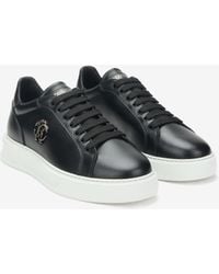 Roberto Cavalli - Leather Sneakers With Logo Detail - Lyst