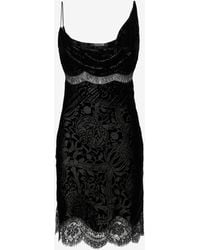 Roberto Cavalli - Mini Dress With Lace - Lyst