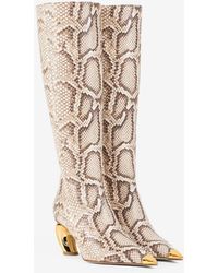 Roberto Cavalli - Python-embossed Leather Boots - Lyst