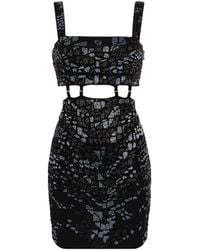 Roberto Cavalli - Leopard Bead-Embellished Mini Dress - Lyst