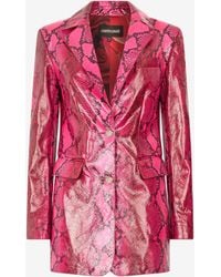 Roberto Cavalli - Shiny Python-Print Jacket - Lyst
