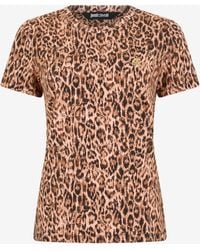 Roberto Cavalli - Cotton T-Shirt With Leopard Skin Print - Lyst
