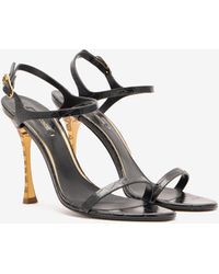 Roberto Cavalli - Crocodile-Effect Slingback Sandals - Lyst