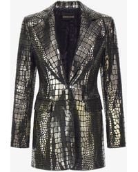 Roberto Cavalli - Printed Leather Blazer - Lyst