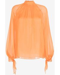 Roberto Cavalli - Semi-Sheer Silk Blouse - Lyst