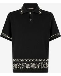 Roberto Cavalli - Knitted Polo Shirt With Jacquard Pattern - Lyst