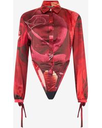 Roberto Cavalli - Abstract-Print Bodysuit - Lyst