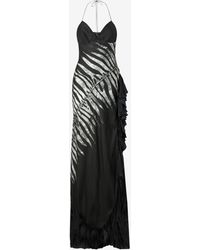 Roberto Cavalli - Long Dress With Zebra Print - Lyst