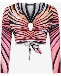 Roberto Cavalli - Ray Of Paradise Print Crop Top - Lyst