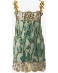 Roberto Cavalli - Sage Mini Dress With Floral Pattern - Lyst