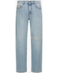 Roberto Cavalli - Distressed Wide Leg Jeans - Lyst