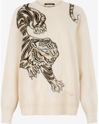 Roberto Cavalli - Wool Sweater With Tiger Motif - Lyst