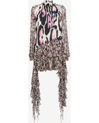 Roberto Cavalli - Minikleid Mit Jaguar-Print Und Rüschenbesatz - Lyst