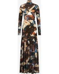 Roberto Cavalli - Rusty Stain Druck Kleid Maxi - Lyst