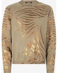Roberto Cavalli - Sweater With Golden Tiger Skin Pattern - Lyst