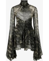 Roberto Cavalli - Fur-Print Ruffled Mini Dress - Lyst