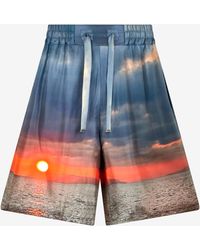 Roberto Cavalli - Silk Shorts With Sunset Print - Lyst