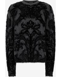 Roberto Cavalli - Pullover Mit Motiv Broccato Und Plüscheffekt - Lyst