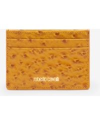 Roberto Cavalli - Ostrich-Effect Flat Card Holder - Lyst