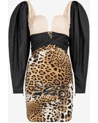 Roberto Cavalli - Leopard Print Mini Dress - Lyst